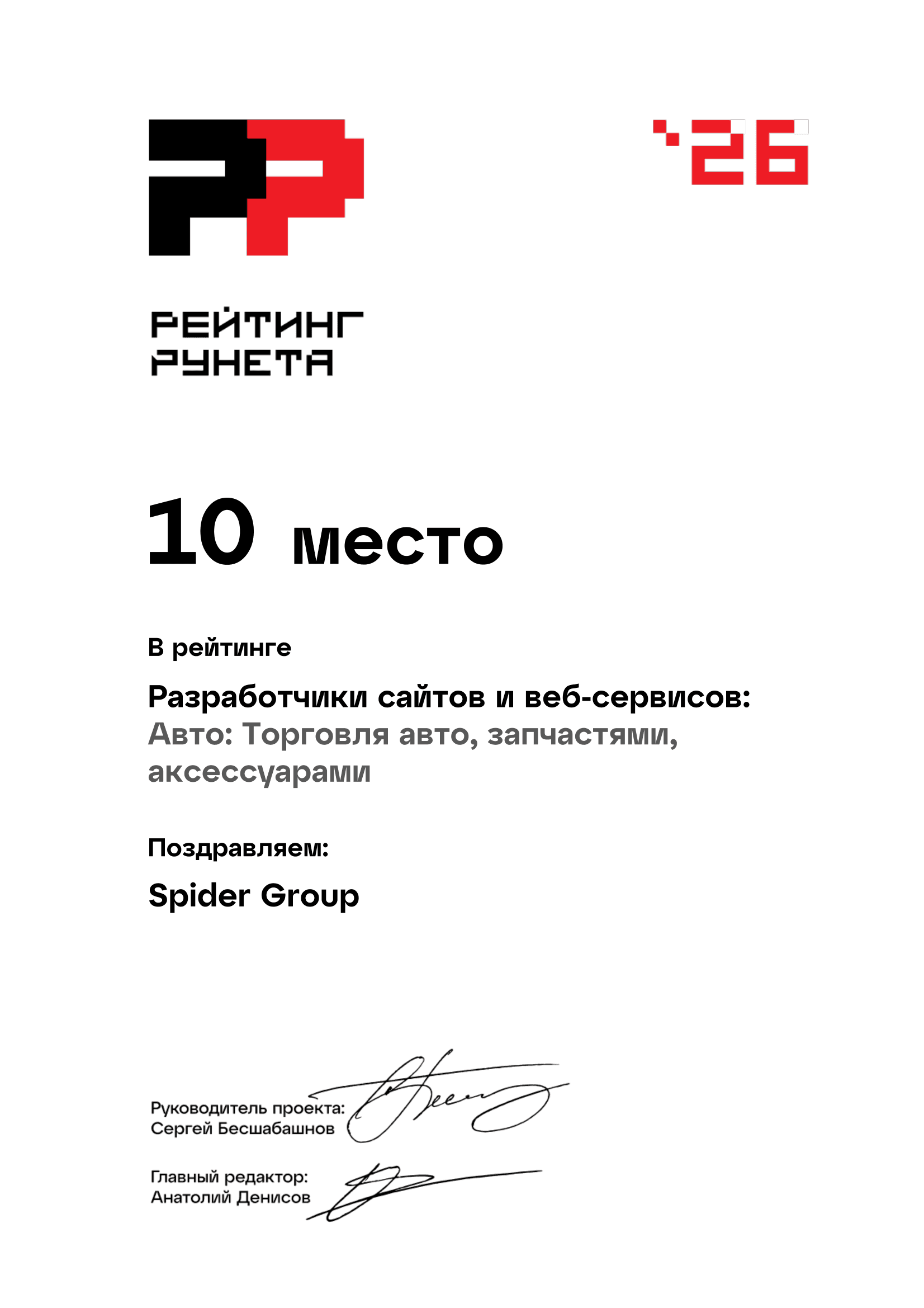 10 место. Разработчики сайтов и веб-сервисов в сфере «Авто: торговля»